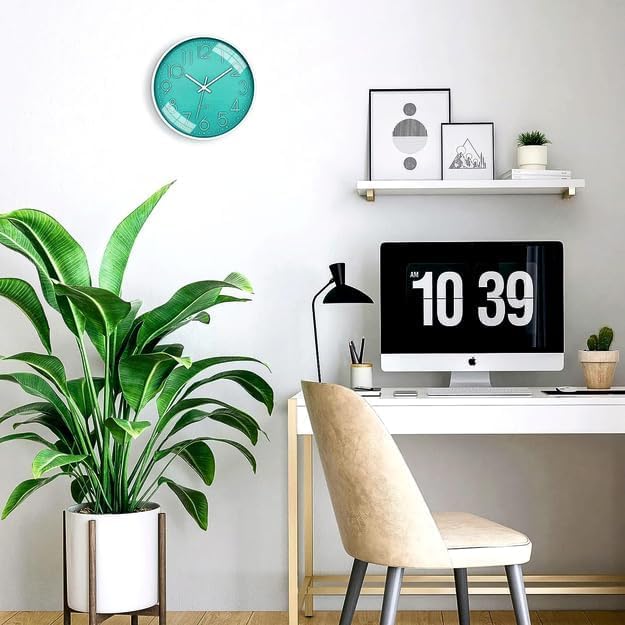Image of TEKCOOL Plastic Digital Wall Clock 12 inch Silent Quartz Decorative Non-Ticking Classic Clock Battery Operated Round Easy to Read for Room /Home /Kitchen /Bedroom /Office /School- (SkyBlue);