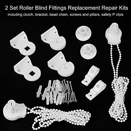Selftek 2 Set 25Mm Roller Blind Fittings Plastic Brackets Beaded Chain Rolling Blind Replacement Repair Kit With 2 Pieces Child Safty P-Clips And Screws #TOP3