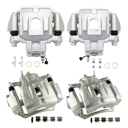 Image of TRQ Front and Rear Brake Caliper Set Zinc Coated Brackets Compatible with 2004-2007 Toyota Highlander