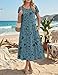 HOTOUCH Casual Dresses for Women Short Sleeve Flare Midi Dress Womenss Summer Floral Dress A Line Dresses 2026 Sundress, Blue Green Floral,L