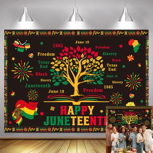 7x5ft Happy Juneteenth Backdrop 1865 Freedom Day Photography Background African American June 19th Independence Day Party Decorations Banner Juneteenth Party Photo Supplies