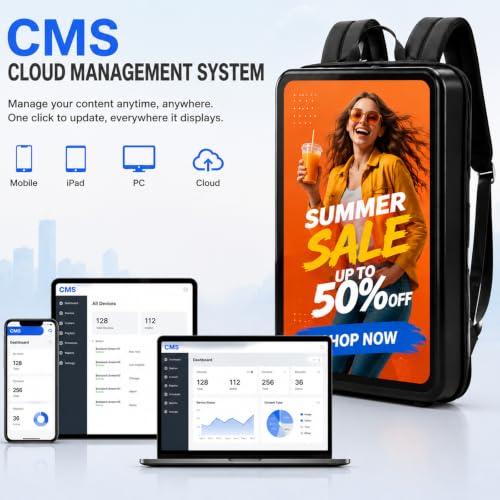 Image of 21.5Inch Touch Screen LCD Advertising Backpack AndroidOS 10800mAh Battery