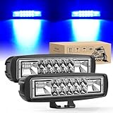 Nilight 6 Inch Blue LED Light Pods 2 PCS 60W Flood Spot Combo Beam Off Road Driving Fog Fishing Hunting Emergency Safety Signal Deck Trailer Lighting for 12V 24V ATV UTV Pickup Truck Tractor Boat