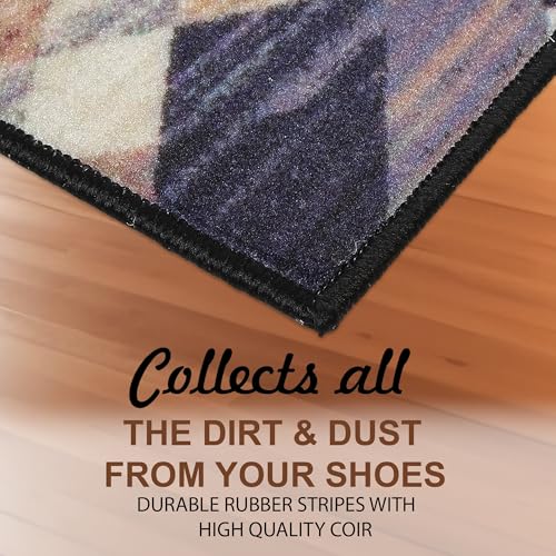 Image of HUES & SHADES Coir Door Mat for Outdoor Entrance - [37 x 57 cm] | Natural Coconut Fiber Brush Mat for Shoes Cleaning, Heavy Duty Non-Slip Doormat for Front Porch, Patio, Entryway (Metro Charm)