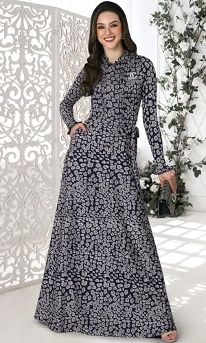Image of KOH KOH Womens Long Sleeve Elegant Pockets Fall Winter Evening Maxi Dress