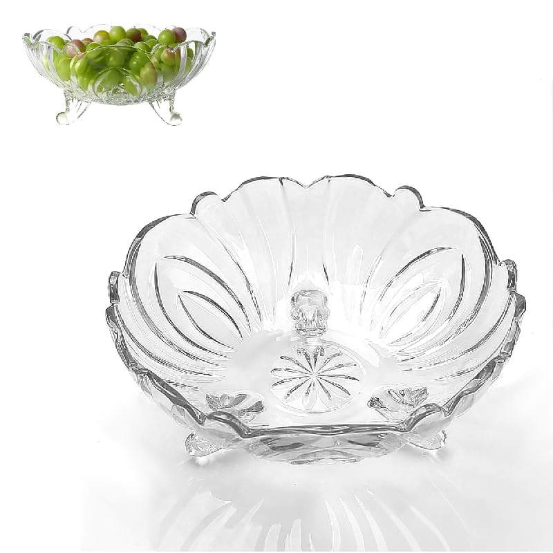 Oceano Centrotavola Fruttiera Portafrutta da Tavolo Porta Frutta Moderno Cesto Frutta Ciotola Vetro 24x10.5cm Trasparente