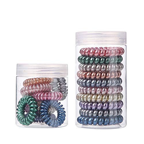 WECTORY Spiral Hair Ties, Coil Hair Ties, Phone Cord Hair Ties, Hair Coils, Hair Accessories for Women or Girls for Holiday and Daily, 20Pcs Mixed Pack