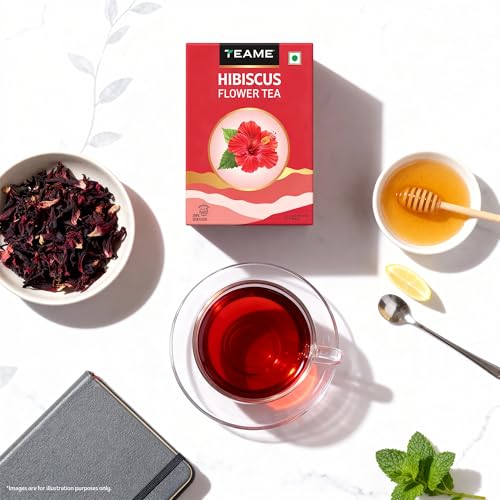 Image of TE-A-ME - Hibiscus Tea - 100 gm (100+ Cups) | Supports - SKIN GLOW ENHANCING | Flower Based - Herbal | Caffeine Free - Tangy Flavor | Hibiscus Tea Leaves | 50g - Pack of 2