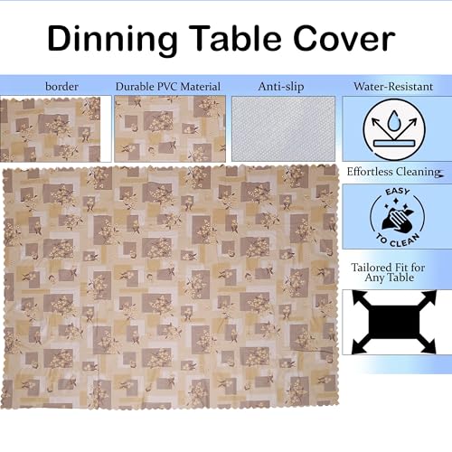Image of Dakshya Industries PVC Waterproof Dining Table Cover 54x78 Inch for 6 Seater | Floral Printed Washable Oilproof Dustproof Table Cloth for Home Kitchen Dining Table (Regal Pattern)