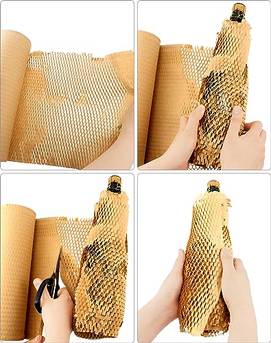 QWORK® 30 cm x 50 m Wabenpapier Verpackungspapier 80g/m², Noppenfolie-Alternative, Verpackungsrolle für Umzüge, den Versand Zerbrechlicher Gegenstände und Geschenkverpackungen