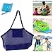 AVASAGS Borsa per giocattoli di sabbia, borsa da spiaggia, borsa a rete, grande borsa da spiaggia, borsa per giocattoli da spiaggia, pieghevole per bambini, sacco da gioco (blu scuro)