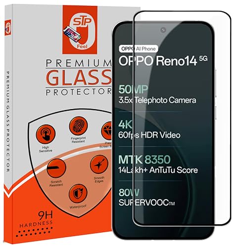 Image of Premium Tempered Glass Screen Protector Guard Compatible For Oppo Reno 14 5G (6.59 Inch, Pack of 1) | Edge to Edge Coverage With Easy to installation kit for Smartphone