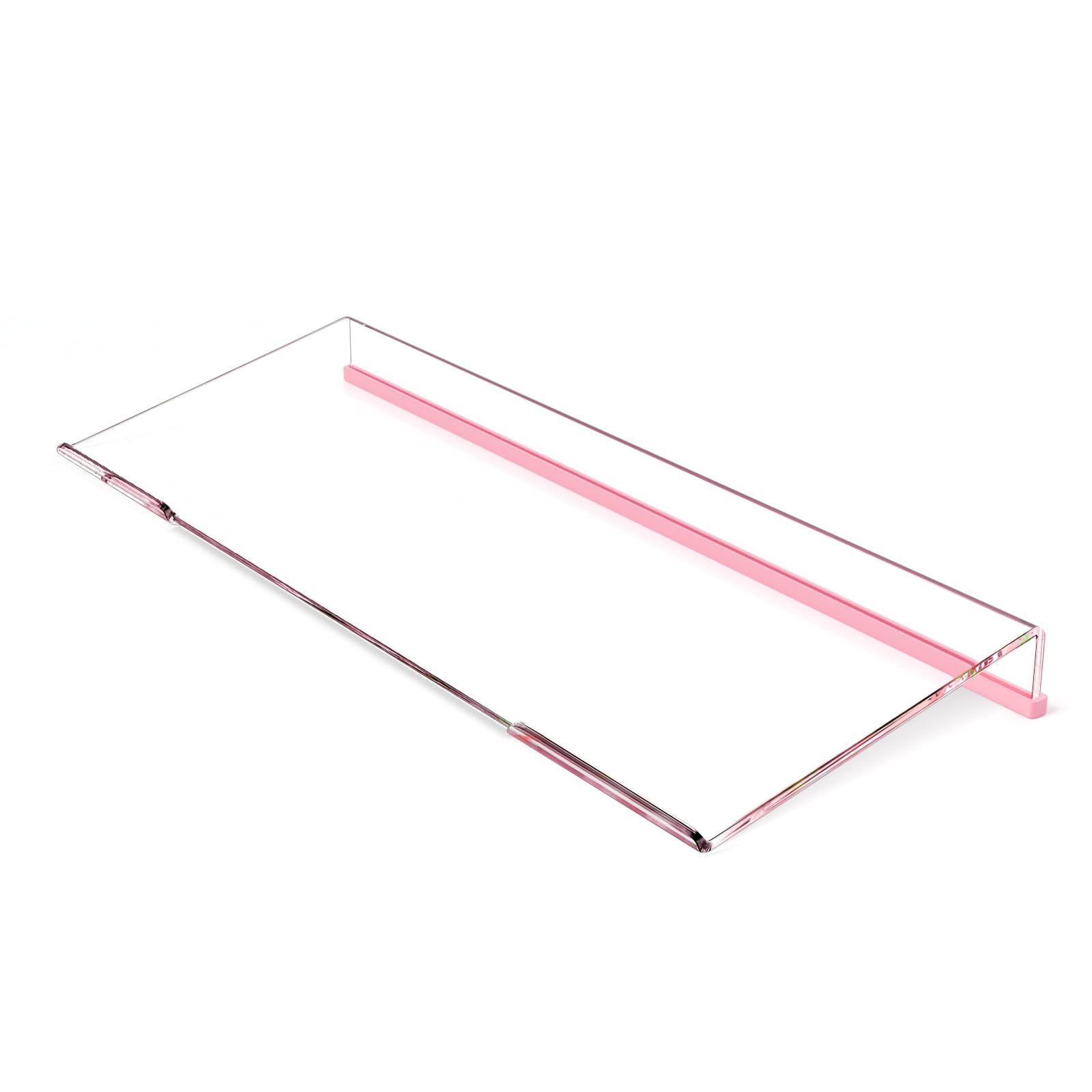 BEEGO Ergonomic Computer Keyboard Stand - Clear Acrylic Keyboard Riser Tilted Keyboard Holder Keyboard Tray with Lightpink Non-Slip Strip for Easy