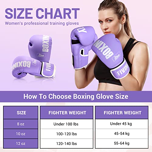 Fiving Pro Style Boxing Gloves For Women, Pu Leather, Training Muay Thai,Sparring,Fighting Kickboxing,Adult Heavy Punching Bag Gloves Mitts Focus Pad Workout For Ladies #TOP6