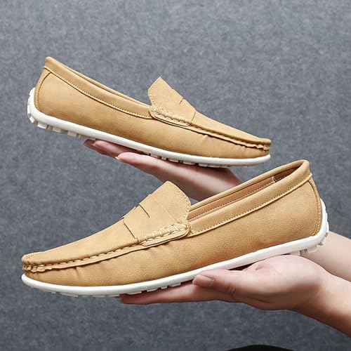 Men's Suede Leather Penny Loafers - Brushed Suede Upper, Elastic Back Collar, Non-Slip Rubber Driving Sole - Classic Slip-On for Casual Wear, Office, Driving & Weekend Adventures2