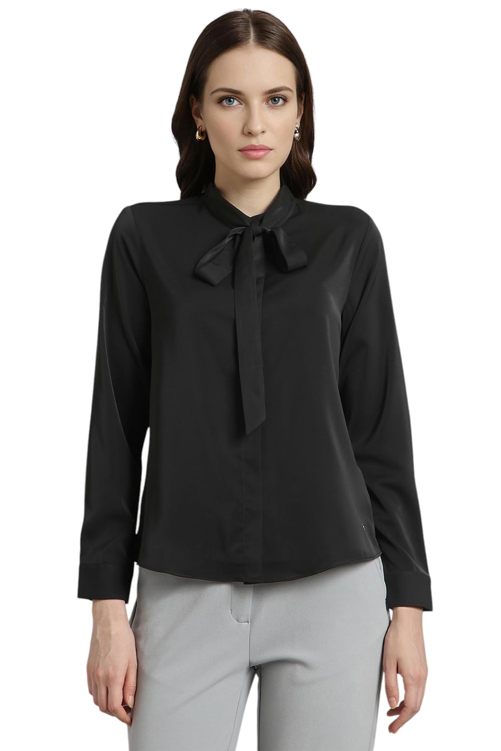 van heusen Women's Polyester Regular Fit Full Sleeve Tie Neck Formal Top-picture-34
