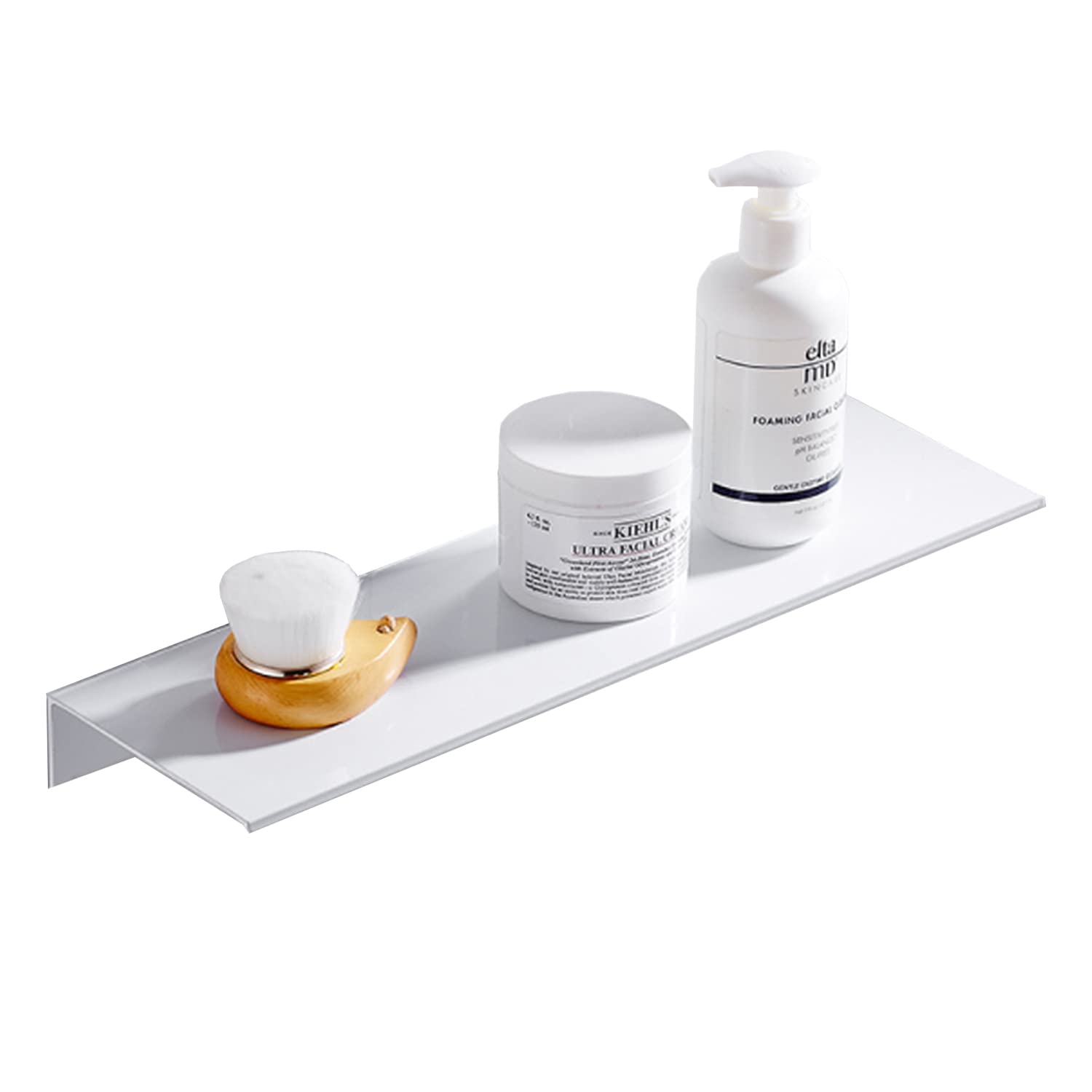 Biutimarden White Bathroom Shelf 30Cm No Drill Bathroom Shelves Self Adhesive Rustproof Wall Mounted Storage Aluminum Bathroom Accessories Organiser For Bathroom Kitchen Toilet