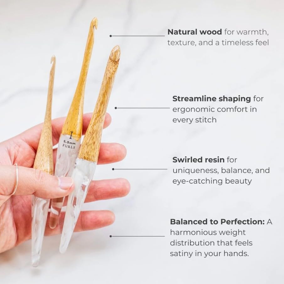 Image of Furls Crochet Hook, Streamline Resin Fusion in Mango + White, Ergonomic Handle Crochet Hooks 7 inch (Fusion, K - 6.50MM)