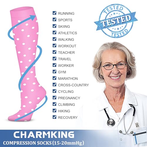 Image of Compression Socks (7 Pairs), 15-20 mmhg is BEST Graduated Athletic & Medical for Men & Women, Running, Flight, Travel, Nurses, Pregnant - Boost Performance, Blood Circulation