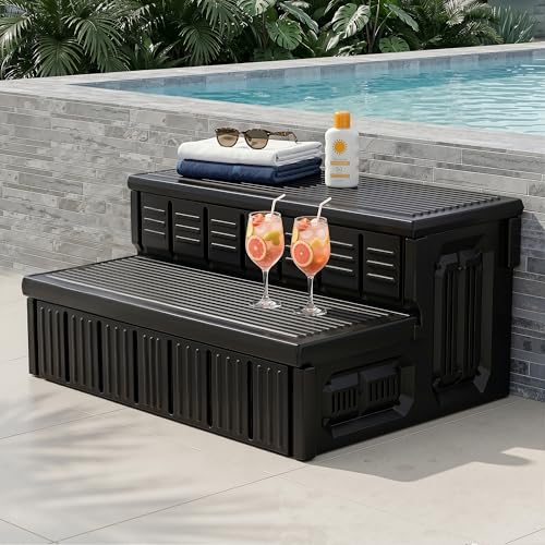 Hot Tub Steps, Outdoor Spa Steps with Storage, Non-Slip & Sturdy Hot Tub Stairs, 36 Inches Long
