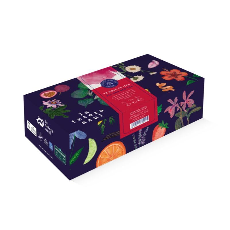LA TETERA AZUL 100 Bolsitas De Té Rojo Pu Erh Infusionado Con Frutas. Infusión Adelgazante. 100 Bolsitas De 1,75 Gramos.