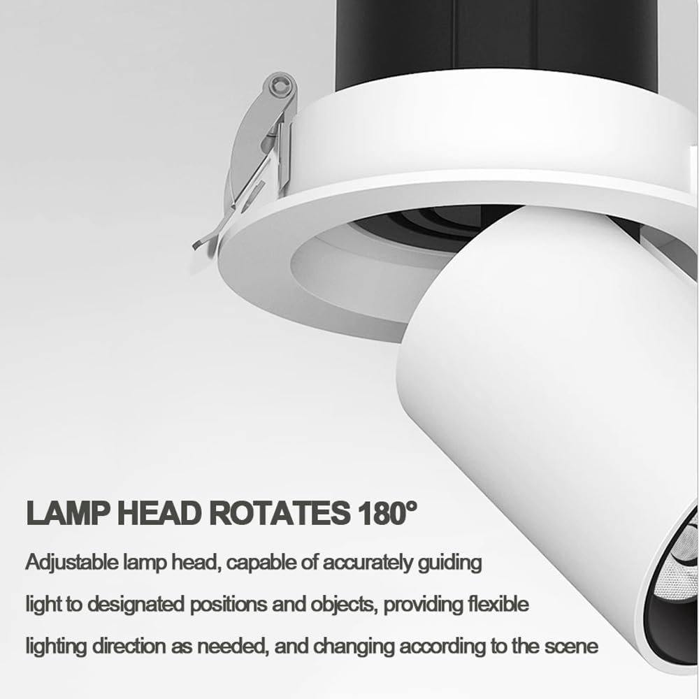 XBTGS Juego de 3 focos telescópicos, cardán de retroadaptación de globo ocular GHT Baffle, luces empotradas redondas de aluminio, regulables y ajustables para techo GHT,
