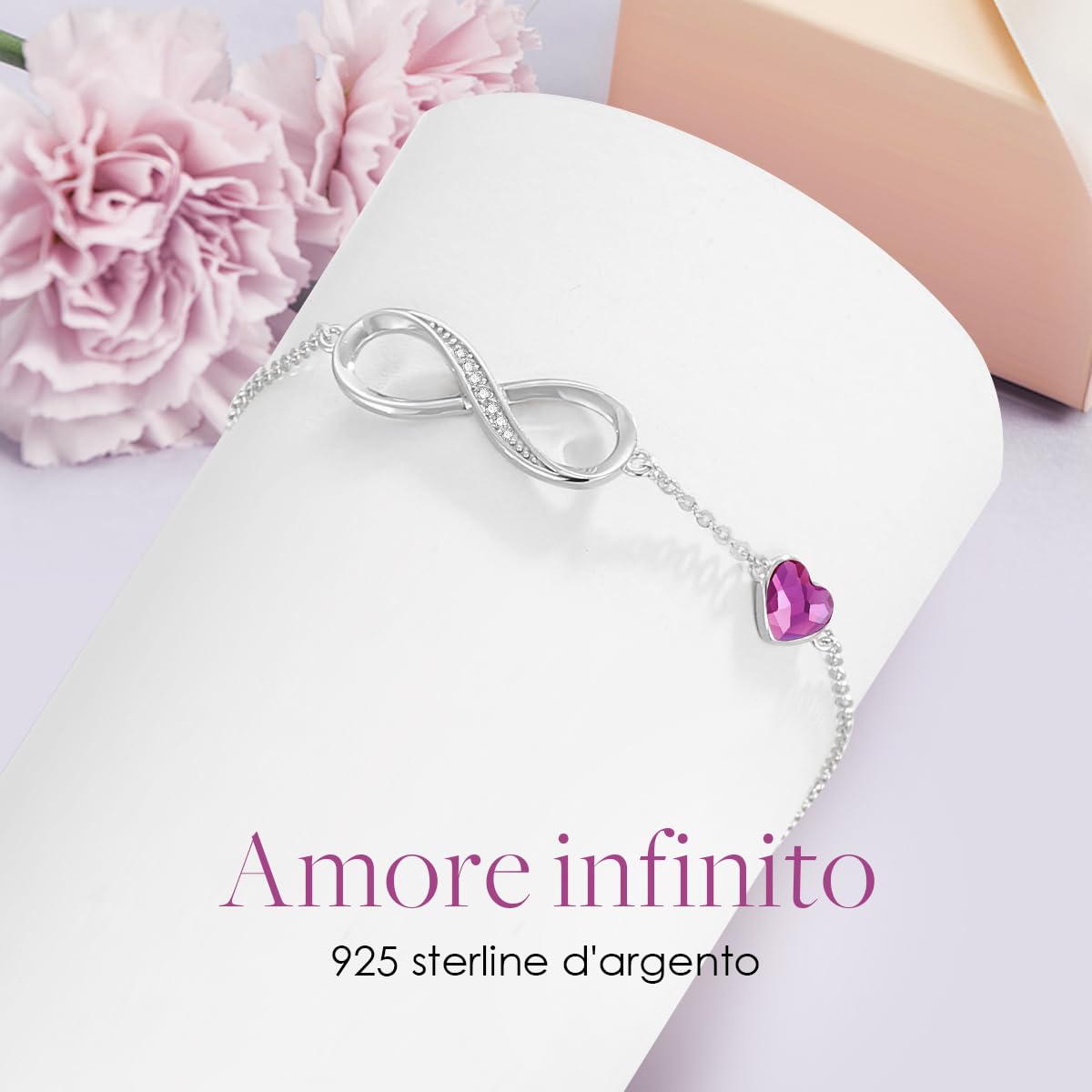 LOUISA SECRET Bracciale Donna Argento 925 or Acciai inossidabili Braccialetto Infinito Bracciali Cuore Gioielli Regalo Natale Compleanno Festa Della Mamma per Moglie Amiche Amica