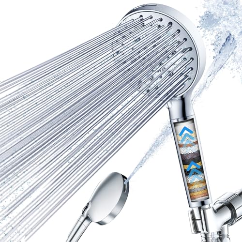 Cabezal de Ducha, Cabezal de Ducha con Filtro y Alta Presión con Mango, Plata | 7 Modos de Agua Suave Lluvia miniatura 1