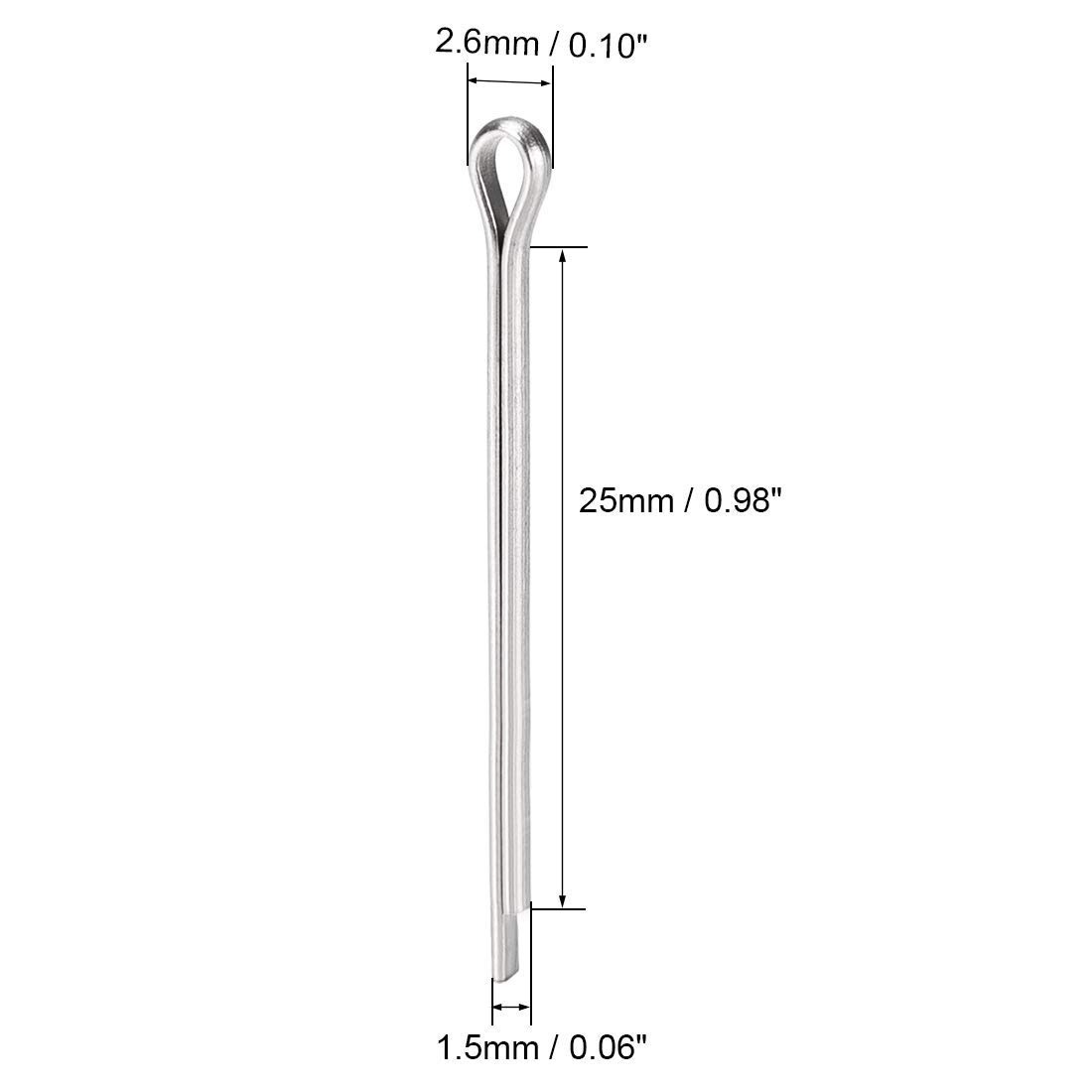 XYWHPGV Coppiglia divisa - 1,5 mm x 25 mm in acciaio inossidabile 304 a 2 denti con chiusura a clip color argento 120 pezzi(067d0 d54c0 d0cae 81cb1 62170 f3df4