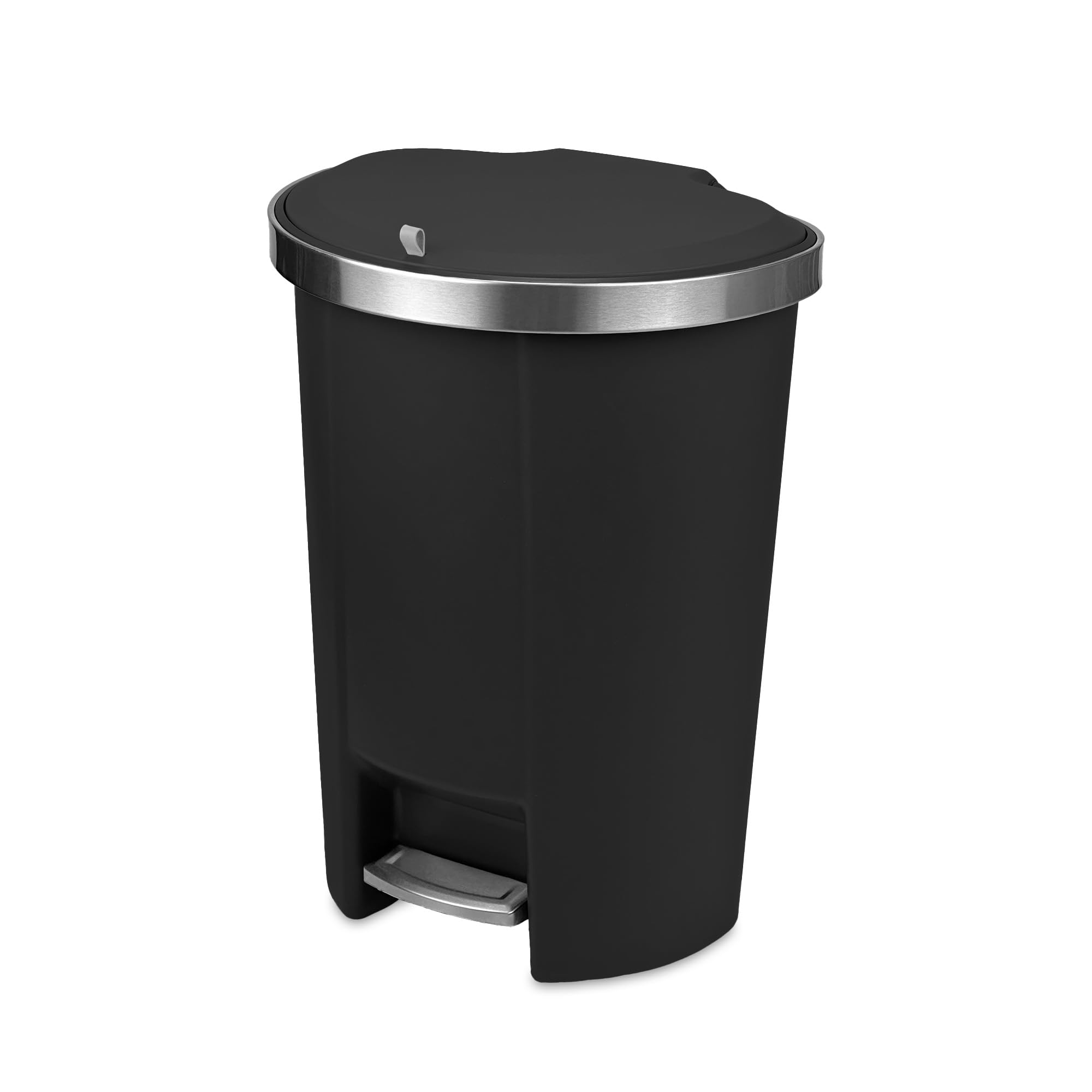 Addis Mode 50 litre Semi Round Kitchen waste trash Pedal Bin with Stainless Steel, Smooth pedal operation with soft close or stay-Open Lid, Large family capacity, Plastic & Stainless Steel