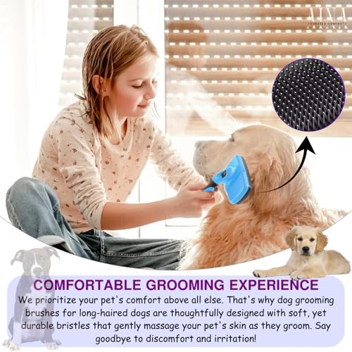 Image of AINA Self-Cleaning Pet Grooming Brush | Pet Slicker Brush for Dogs & Cats Detangling & Fur Removal with Click Clean Button | Effective & Comfortable Pet Deshedding Brush, Perfect for Pet Grooming