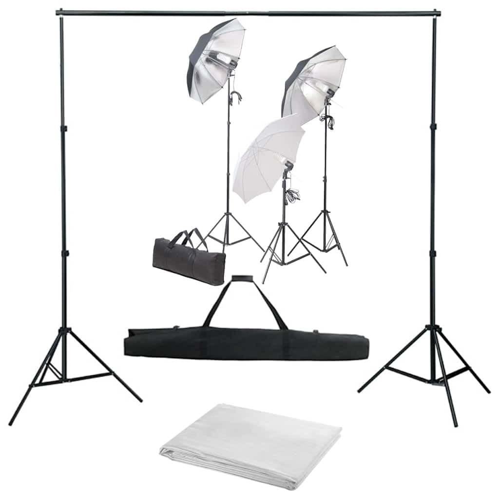 Zestaw do studia fotograficznego z lampami studyjnymi, system tła, aluminiowe statywy, lampy dzienne 5500 K, 3 abażury, torby na zdjęcia, wideo, portret, zdjęcie produktu, streaming i