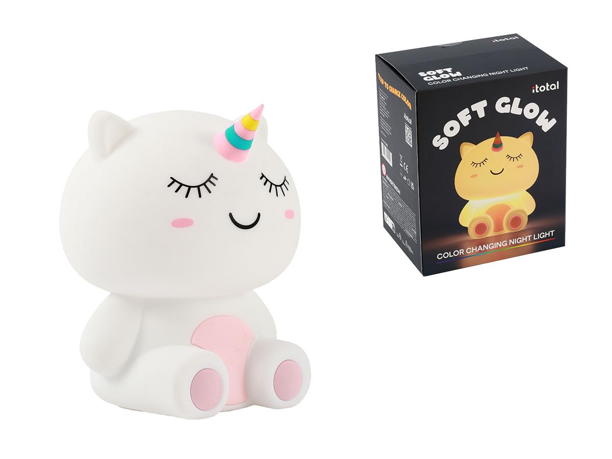 I-TOTAL - Soft Silicone LED Night Light - Rechargeable Lamp with 9 Colours, Perfect for Nursery and Relaxation (UNICORN) โ image 1