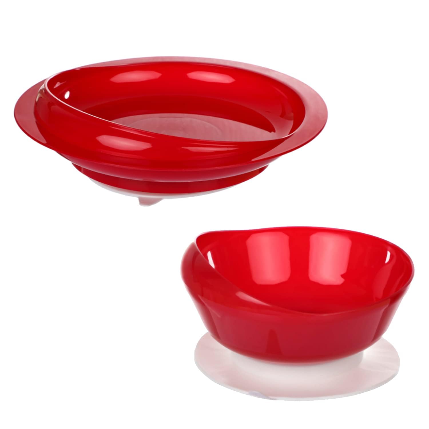 Plato y Cuenco a Prueba de derrames con Base de Ventosa, Plato Antideslizante para Adultos discapacitados, Cuenco de autoalimentación Adaptable para Personas Mayores(2 Plate+2 Bowl)