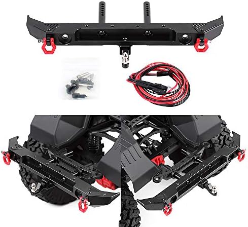 INJORA RC Rear Bumper Metal Bumper RC Accessories for 1:10 RC Crawler Axial SCX10 III AXI03007 (Black)