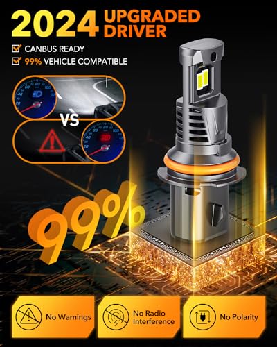 Image of OXILAM 9007 LED Bulbs, 1000% Brighter Ultra-Bright, 3 Min Quick Install, Wireless Plug and Play, 20 Years Lifespan, No Flicker, 99% Compatibility, Pack of 2