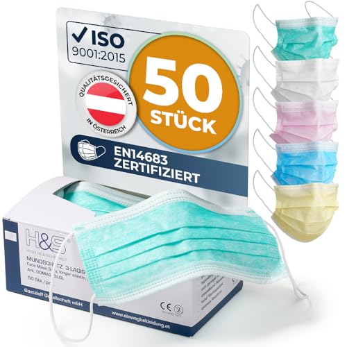 ISC Hygiene & Safety OP Vlies Mundschutz Maske (50 Masken mit Elastikband in Komfortlänge, 3-lagig, 100% PP, mit Nasenbügel, glasfaserfrei, latexfrei, 3-lagig grün