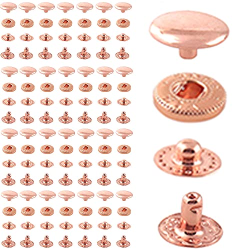 Noyin Snap Fasteners 10mm Snap Button Press Studs Snap Rivet Buttons Poppers Snap Fasteners for Clothing Leather Jeans Jackets Bracelets Bags 2/5'' 10set (Rose Gold)