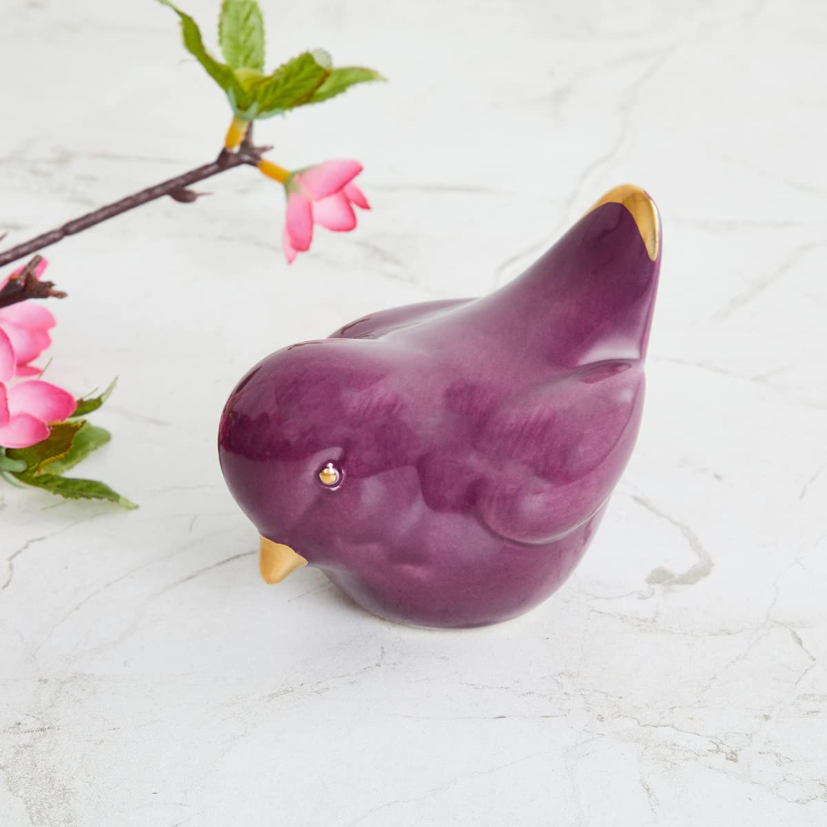 Home Centre Colour Connect Nikin Purple Textured Ceramic Bird Figurine