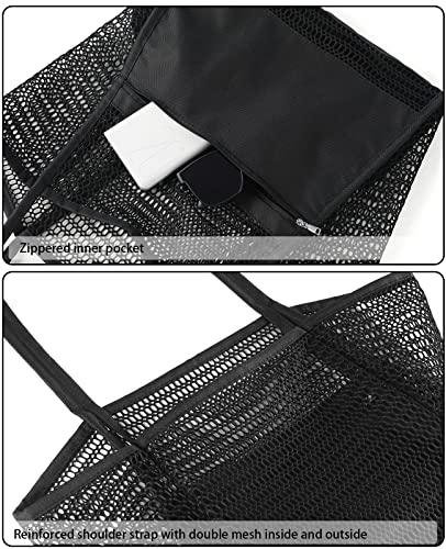 Image of Iioscre Beach Bag for Women, Causal Hobo Handbags with Zipper Inner Pocket, Foldable Swim Tote Bag for Vacation Essentials
