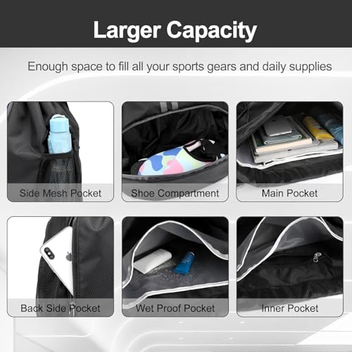 Image of Leosportz Sports Drawstring Bag Backpack for Men Women - Basketball Bag Gym Backpack Dedicated Shoe Compartment | Waterproof Large Space Gym Bag