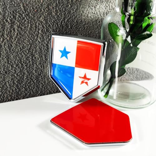 Image of Newperlite Panama Flag Decal Sticker Car Emblem Panamanian Flag Car Decoration Accessories Chrome Shield for Truck Vehicles Cars, 2 Pack