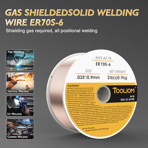 Image of TOOLIOM ER70S-6 0.035 inch Mild Steel MIG Welding Wire 2LB | High manganese & silicon for strong welds, minimal spatter, smooth feeding