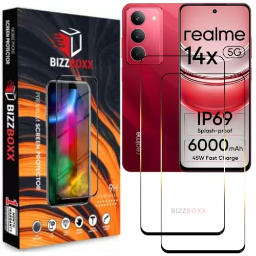 Image of Compatible With realme 14x 5G Tempered Glass Screen Protector Guard With Precise Edges - High Definition, Shatterproof, Easy Install, Anti-Fingerprint Screen Guard (Realme 14x) - Pack of 2