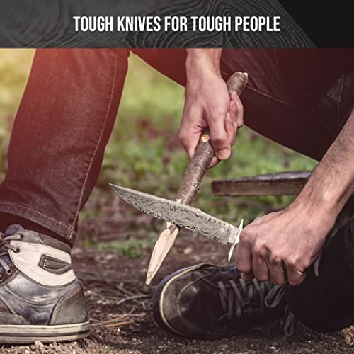 Bigcat Roar Handmade Damascus Hunting Knife - Bushcraft Fixed Blade Hunting Knife With Sheath And Walnut Wood Handle - 15" Edc Skinning Knife - Screaming Eagle #TOP5