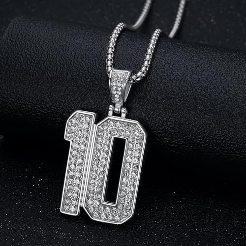 Bling Number 10 Pendant Necklaces Hip Hop Necklace Stainless Steel Vacuum Gold Plated Number 10 Necklace4