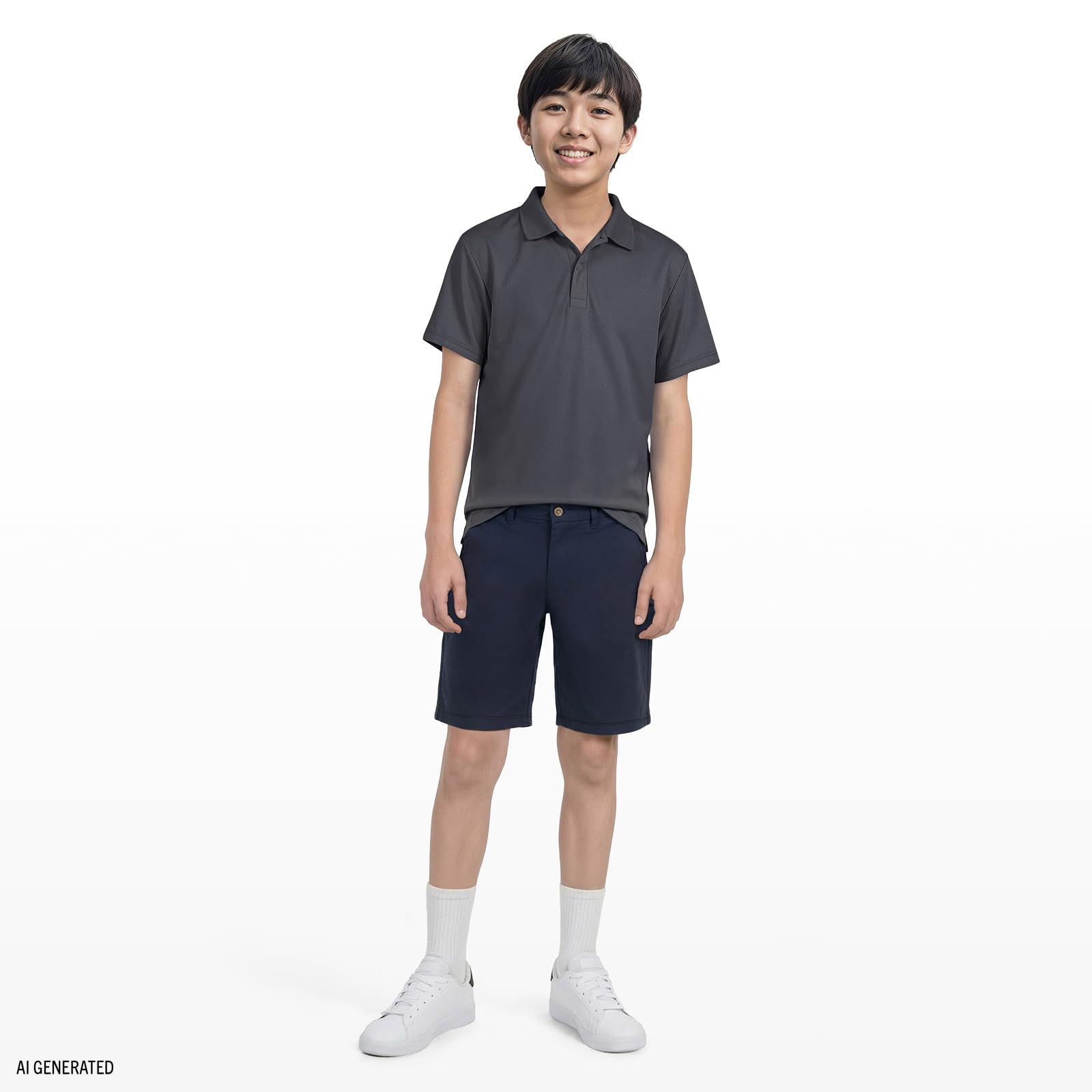 IZOD Boys' School Uniform Flat Front Stretch Performance Short, Navy, 10