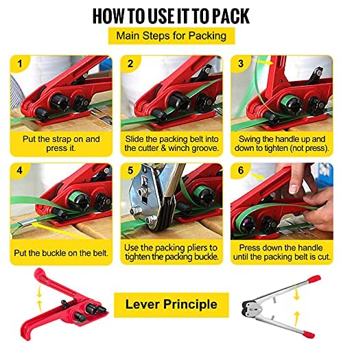 Hopopular Manual Pallet Strapping Banding Kit, PET/PP Manual Strapping