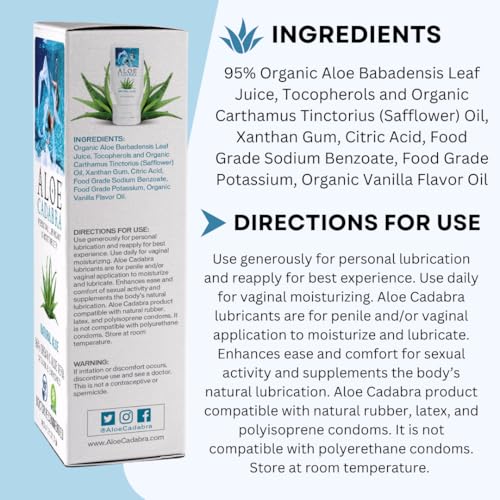 Aloe Cadabra 360215-7240-02 Natural Water Based Personal Lubricant And Vaginal Moisturizer, Organic Aloe Lube For Men, Women And Couples, Non-Staining, Ph Balanced thumb #2