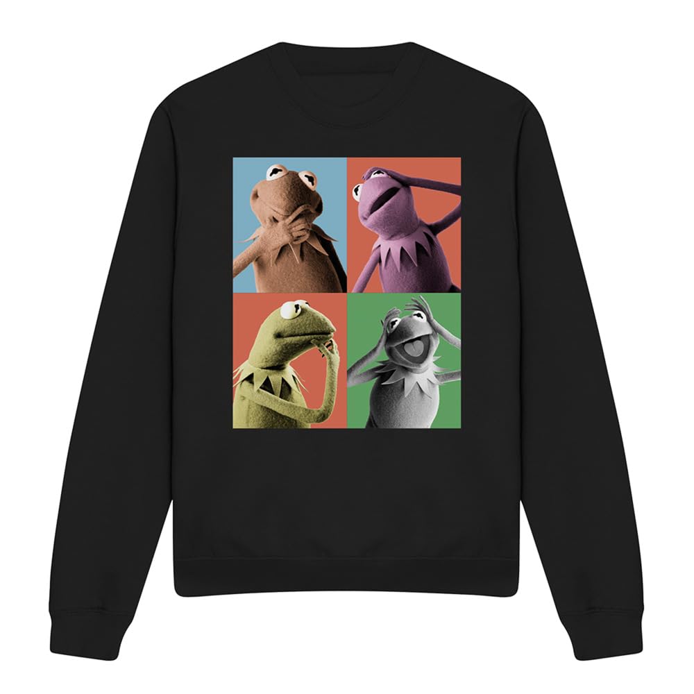 Disney Unisex The Muppets Kermit The Frog Poses Sweatshirt, Black | Size: 2XL